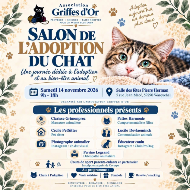 Affiche du salon de l'adoption du chat